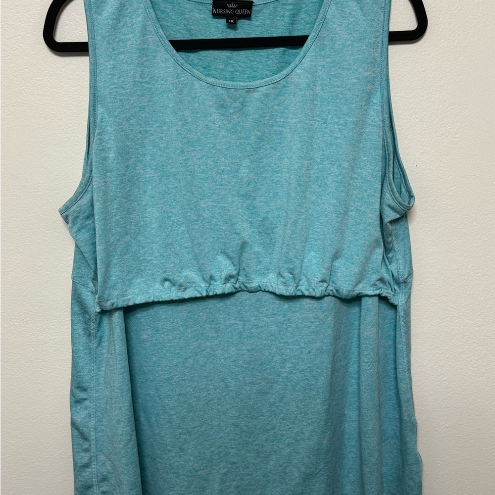 Nursing Queen Women's Breastfeeding Nursing Blue Active Tank Top